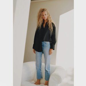 NWT Zara Hi Rise Straight Leg Jeans in Blue